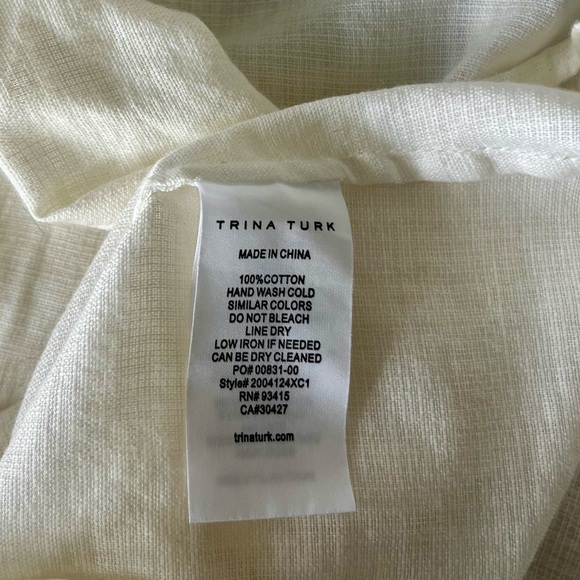 Trina Turk Cream V-Neck Blouse with Tie Detail - Picture 5 of 5